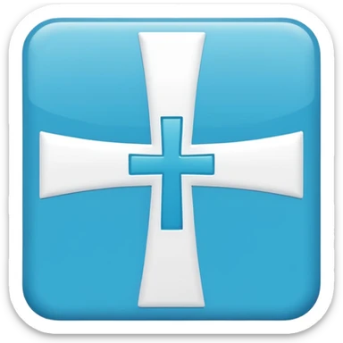 simple flat cyan blue square icon with a clean white greek cross like thsi: ☩ sticker