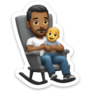 Man rocking baby in grey rocker  sticker
