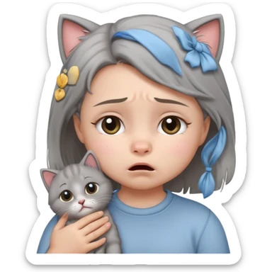 Baby girl crying with a cat on her  sticker