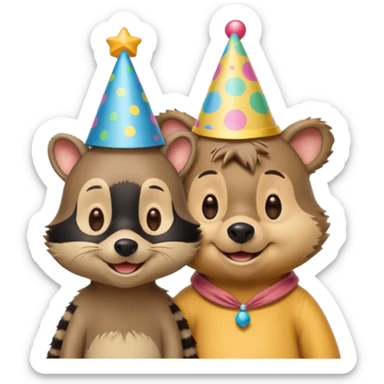 Winnie the Pooh on a date with raccoon  sticker