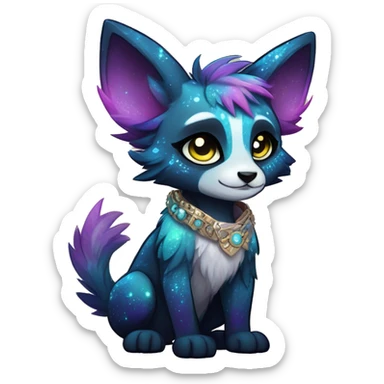 Cool cute Kawaii edgy fantasy animal sparkle fursona Fionbri by griffsnuff & LiLaiRa & Falvie full body sticker