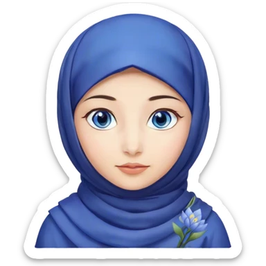Turkish beautiful finish Konya girl blue eyes with hyacinth hijab and islamic dress sticker