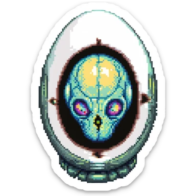 cranial, eye, MRI, SCAN, egg, embryonic, inside of glass egg, alien, eerie, otherworldly sticker