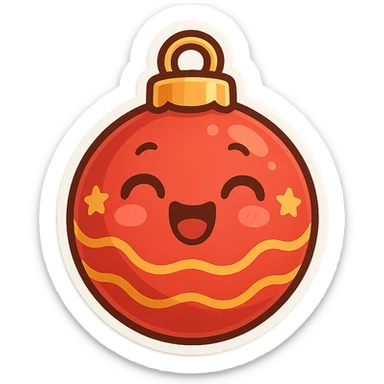 cheerful cartoon style Christmas ornament sphere, cute, joyful, vibrant colors sticker