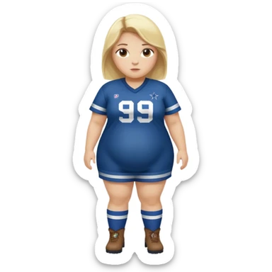 overweight blonde girl full body in cowboys jersey sticker