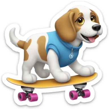 Un perro con patines  sticker