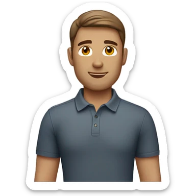 brown hair white man with a polo shirt sticker