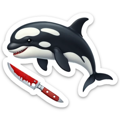 orca holding a bloody knife sticker