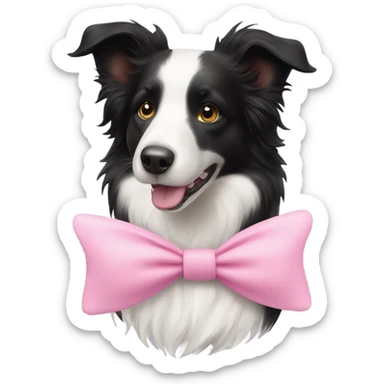 border collie with pink bow sticker