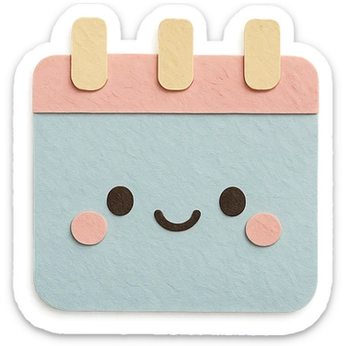 soft pastel kawaii tiny calendar icon for monthly layouts with a pastel blue background sticker
