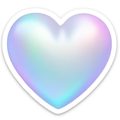 Pastel White iridescent heart sticker