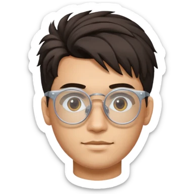 Erstelle mir eine Emoji von einem Jungen. Herkunft: Südamerika, Jung und Gutaussehend, mit durchsichtiger Brille und anderer Frisur  sticker