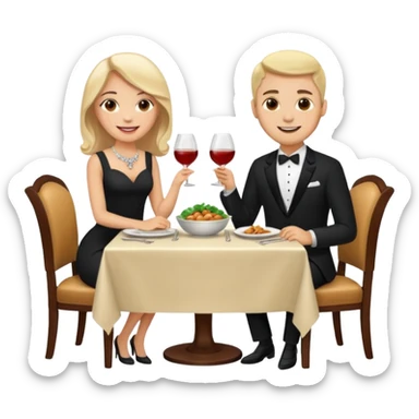 ligth couple having dinner at a restaurant full body sticker