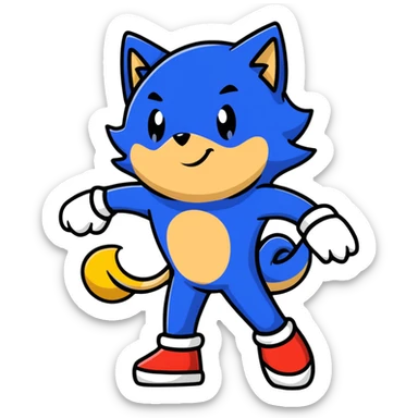 super dog with Sonic the Hedgehog sticker