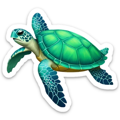 Sea turtle with Hawaiian flower sticker