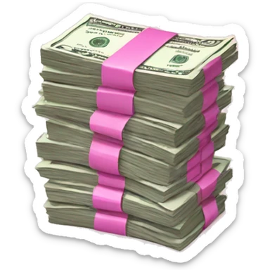 Pink stack of money sticker