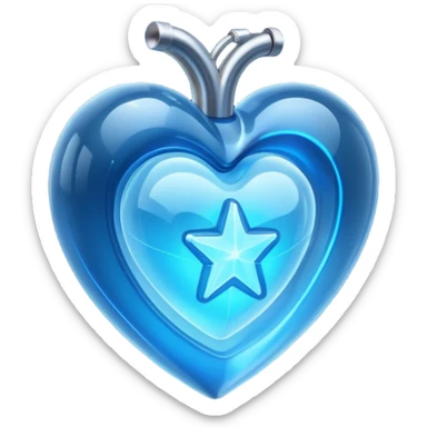 A translucent 3D heart with a sci-fi blue star inside sticker