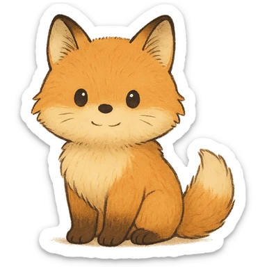 A cute, fluffy fox with a round head in the style of Studio Ghibli. sticker