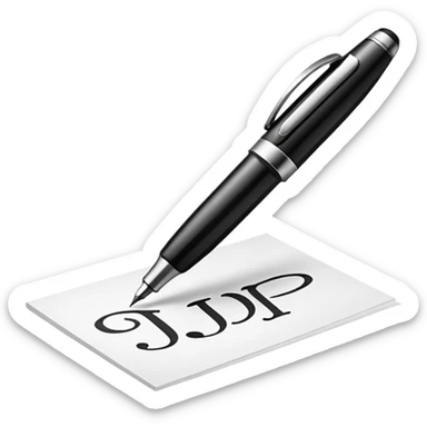 pen signing initials JP sticker