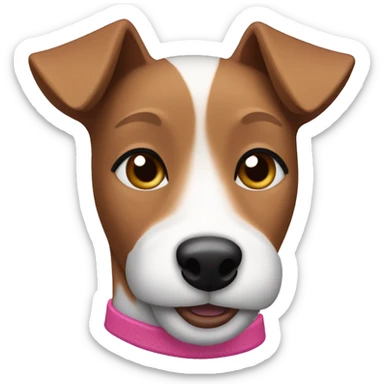  AI generated sticker of a brown female mini fox terrier pink collar, brown solid colour fur on head, inspired by the style of “Lady and the Tramp.” White outline around it sticker