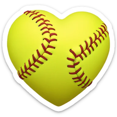 Heart shape yellow softball sticker