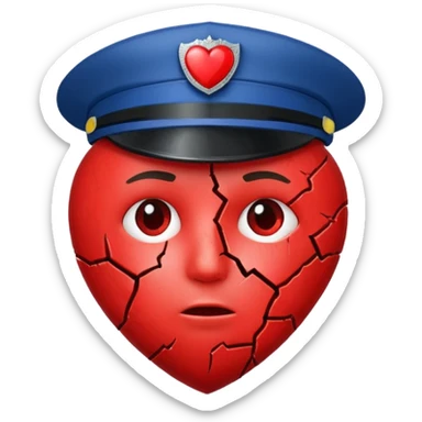 Corazón roto con gorra de policia sticker