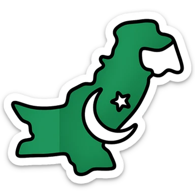 color outline icon of Pakistan map with flag colors sticker