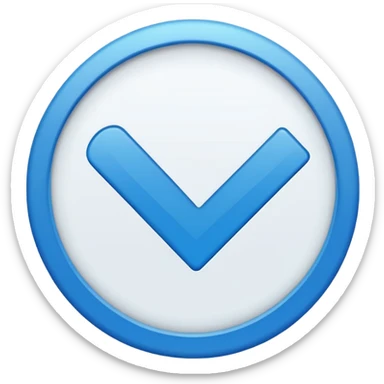 White checkmark with blue circle rounded sticker