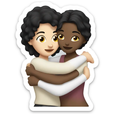 Lesbians with black hair and white skin hugging passionately sticker