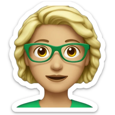 female teacher with green glasses sticker