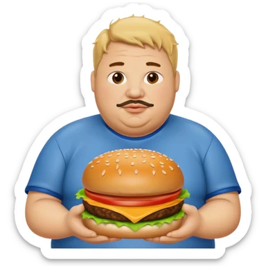 fat guy holding burger sticker
