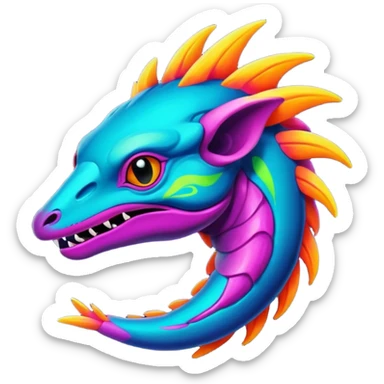 Dark vibrant pastel bright neon colorful edgy exotic painted Fakémon-Pokémon-Vernid-creature sticker