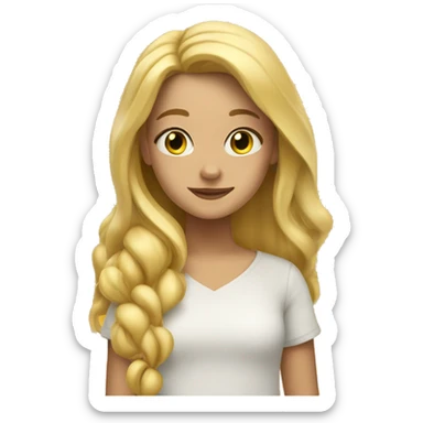 Blonde girl with heart made of honey sticker