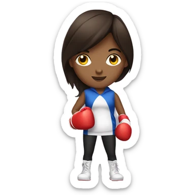Brunette girl wearing boxing gloves sticker