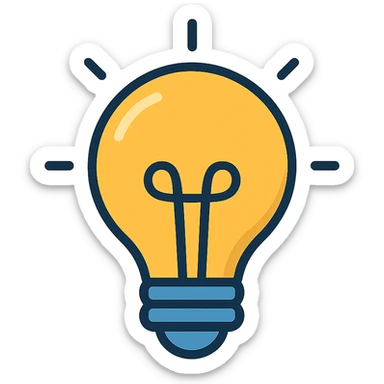 a lightbulb with a glowing filament, representing logic, clean modern icon style sticker