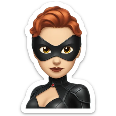 cat in black widow suit sticker