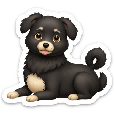 pregnant black dog holding its belly sticker