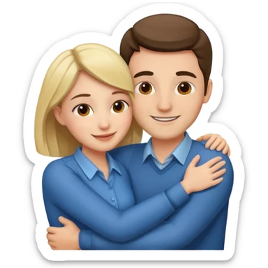 two Bestie man and woman coworkers teacher hug sticker