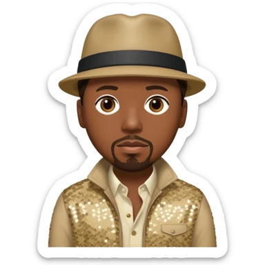 Nate Dogg with dark brown hair, beige sequin outfit sticker