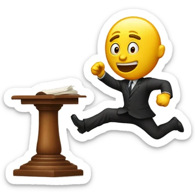 Man jumping at the judge  sticker