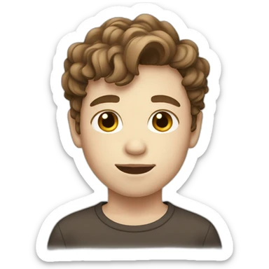 a boy with white skin and short, brown, wavy hair sticker