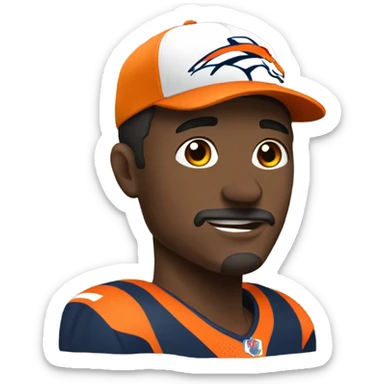 Man with broncos hat sticker