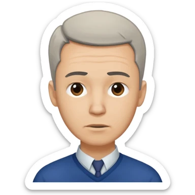 a man teacher, head is tilted, with an aching logo beside the neck sticker