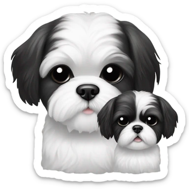 Two black and white shitz Tzu puppies sticker