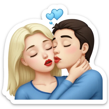 Sleep, deprived person giving a kiss sticker