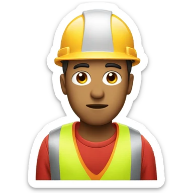 A construction worker wearing a red cap and looking worried sticker