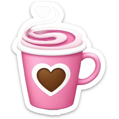 Pink coffee cup with heart swirl sticker