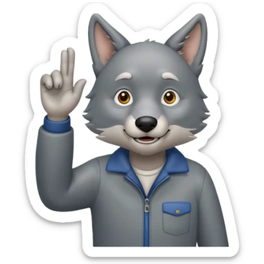 wolfgrandpa waving his hand and his hole body is standing  sticker