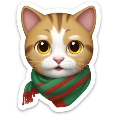 cat wearing a scarf sticker