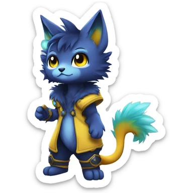 Anthro-Edgy-Cool-Contrast-Colors-Fantasy-Fur-Sona-Chibi-Shiny-Fakémon-Hybrid full body sticker